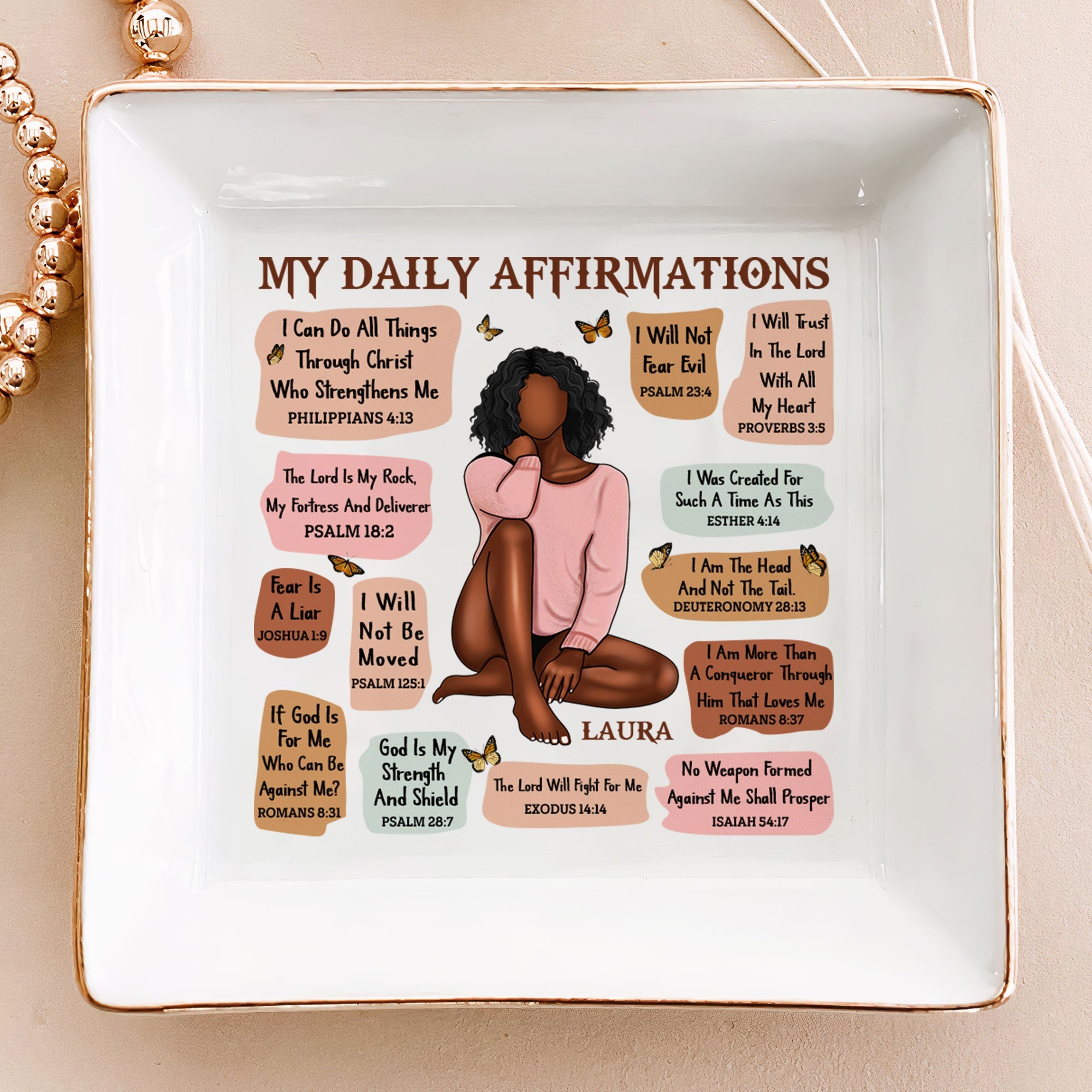 My Daily Affirmation Christian Bible Verse – Personalized Jewelry Dish